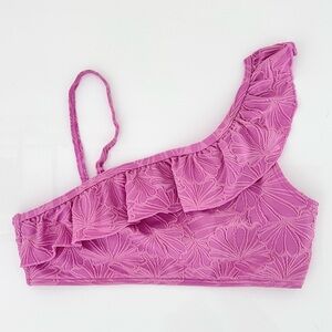 Abercrombie Kids Bikini Top 11/12 One Shoulder Ruffle Swim Top Lilac Pink